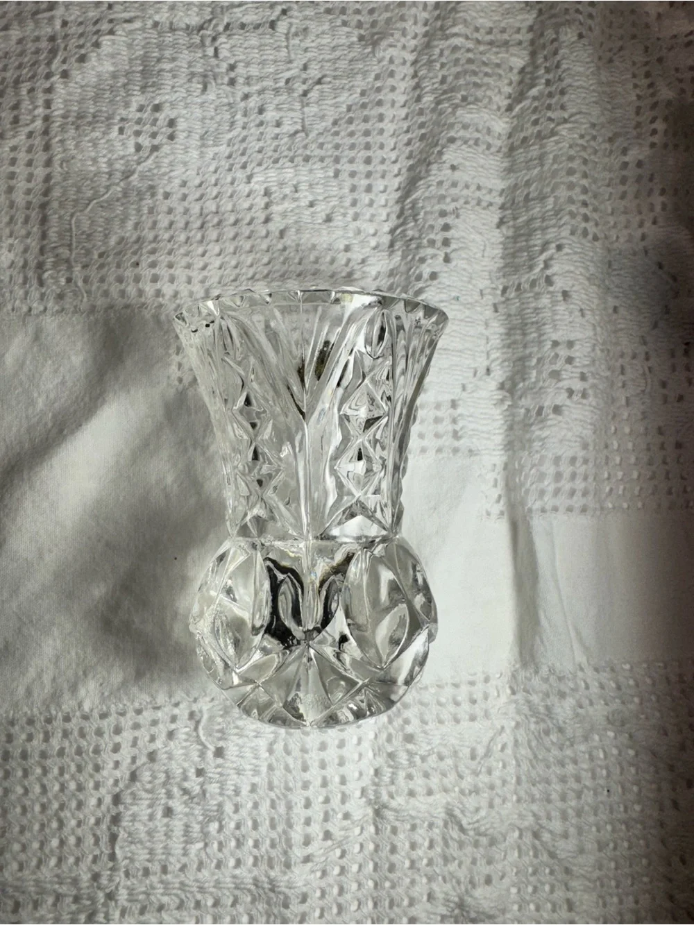 Lead Crystal-Style Clear Cut Glass Bud Vase -